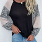 Contrast Leopard Print Waffle Knit Tee