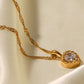 Inlaid Zircon Heart Pendant Necklace