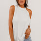 Ribbed Zip-Back Cold-Shoulder Top