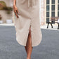 Tie Belt Frill Trim Buttoned Skirt