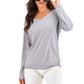 V-Neck Drop Shoulder Open Back Sweatshirt