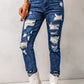 Distressed High Waist Jeans with Pockets