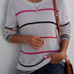 Striped Ribbed Round Neck Long Sleeve Sweater