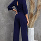 Belted Three-Quarter Sleeve Jumpsuit