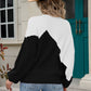 Two-Tone Round Neck Ribbed Sweater