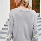 Floral Ribbed Trim Drop Shoulder Cardigan