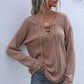 Lace-Up V-Neck Ribbed Top