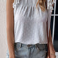 Swiss Dot Tassel Detail Round Neck Blouse