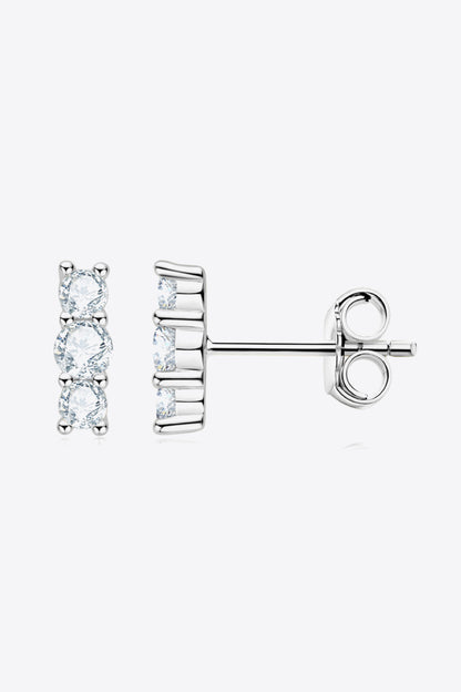 Heartbeat Rhythm 925 Sterling Silver Moissanite Stud Earrings