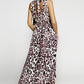 Leopard Print Open Back Split Sleeveless Dress