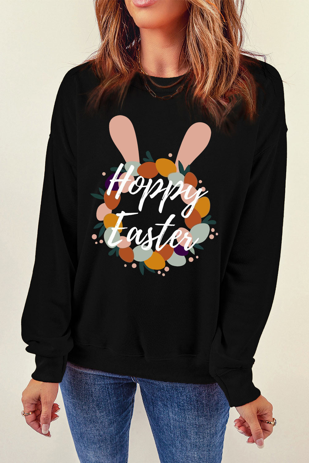 HOPPY EASTER Graphic Dropped Shoulder Sweatshirt