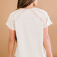 Crochet Eyelet Buttoned Short Sleeves Top