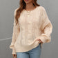 Cable-Knit Openwork Round Neck Sweater