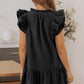 Ruffle Shoulder Tie-Neck Tiered Dress