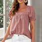 Polka Dot Square Neck Flounce Sleeve Top