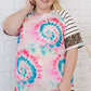 Plus Size Tie-Dye Mixed Print Raglan Sleeve T-Shirt