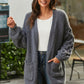 Open Front Ribbed Trim Duster Cardigan