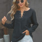 Grommet Long Sleeve V-Neck Top