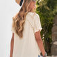 Crochet Eyelet Buttoned Short Sleeves Top
