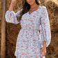 Floral Balloon Sleeve Ruffle Hem Dress
