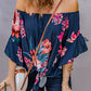 Printed Off-Shoulder Flounce Sleeve Top