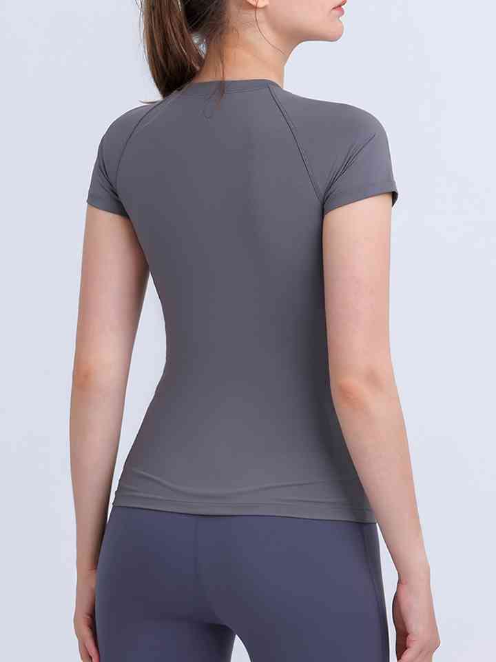 Round Neck Short Sleeve Active Top