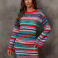 Multicolored Stripe Dropped Shoulder Sweater Dress