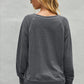 Round Neck Raglan Sleeve Exposed Seam Sweatshirt