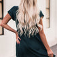 Notched Neck Cuffed Sleeve Mini Dress