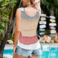 Striped Openwork V-Neck Knit Tank