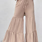 Drawstring Waist Tiered Flare Culottes