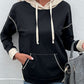 Contrast Drawstring Detail Drop Shoulder Hoodie