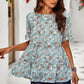 Printed Round Neck Tiered Top
