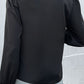 Scalloped Lace Trim Puff Sleeve V-Neck Blouse
