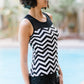 Full Size Chevron Print Ruched Tankini Set