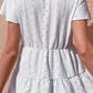 Button Front Eyelet Flutter Sleeve Tiered Blouse