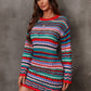 Multicolored Stripe Dropped Shoulder Sweater Dress
