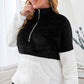 Plus Size Half Zipper Fleece Sweatshirt with Pocket