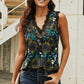 Sunflower Print Lace Trim Tank
