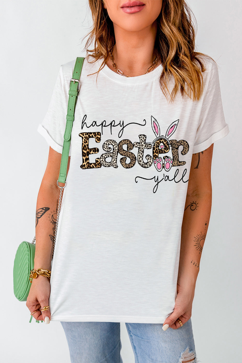 HAPPY EASTER Y'ALL Graphic Round Neck Tee