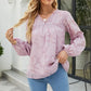 Applique Frill Trim Gathered Detail Blouse