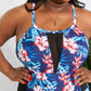 Floral Crisscross Spliced Mesh One-Piece Swimsuit
