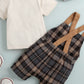 Baby Round Neck Tee and Plaid Overalls Set