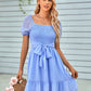Tied Ruffle Hem Smocked Reversible Dress