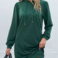 Drawstring Puff Sleeve Hooded Dress