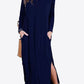 Split Long Sleeve V-Neck Maxi Dress