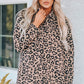 Leopard Drawstring Waist Jacket with Pockets