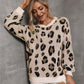 Animal Print Dropped Shoulder Knit Pullover