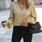Textured Johnny Collar Drop Shoulder Blouse