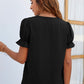 Swiss Dot Lace Trim Flounce Sleeve Blouse